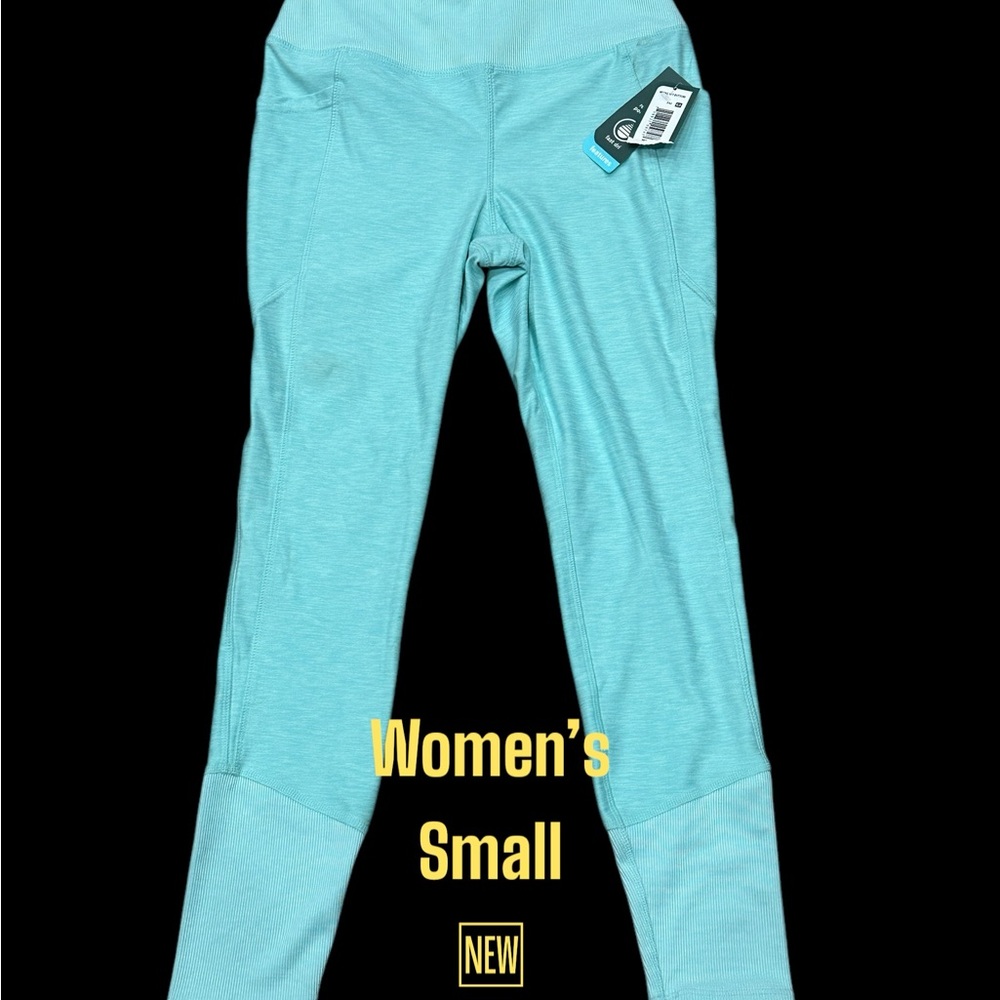 Women's MTA Sport Small Teal Pants Leggings Pull On Stretch Pockets Active NWT - Picture 2 of 9